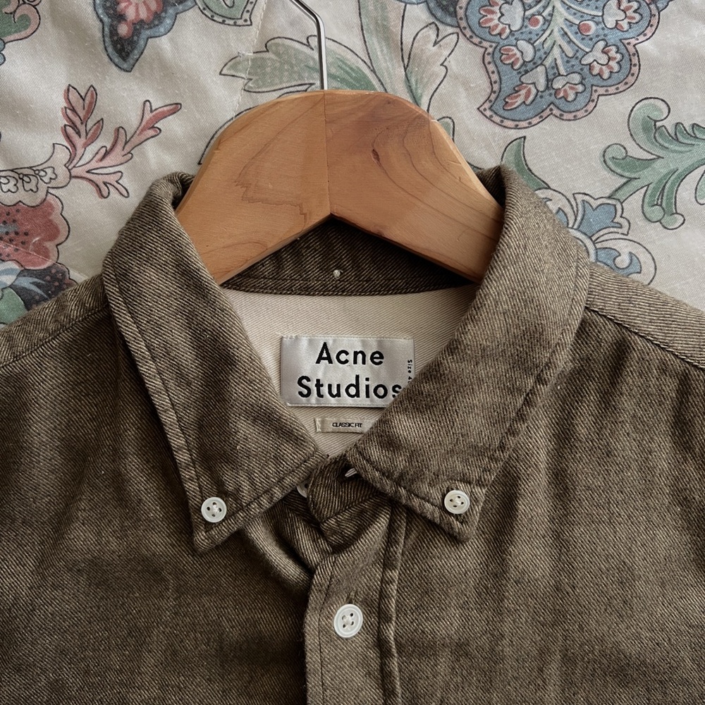 Olive Acne Studios Isherwood Flan Button-Up Shirt